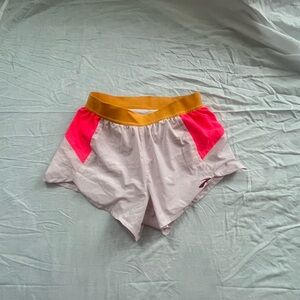 Brooks Chaser 3in Pink and White Athletic Shorts